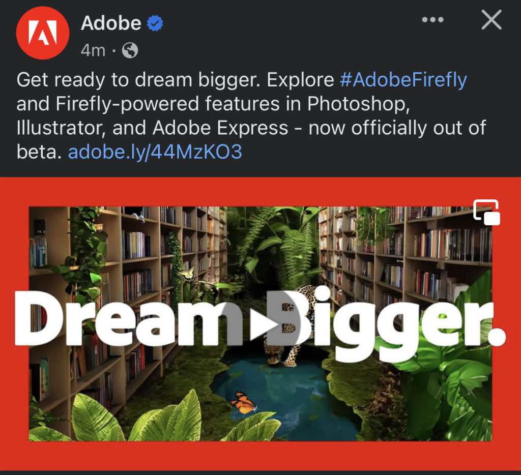 Adobe Firefly Facebook launch post